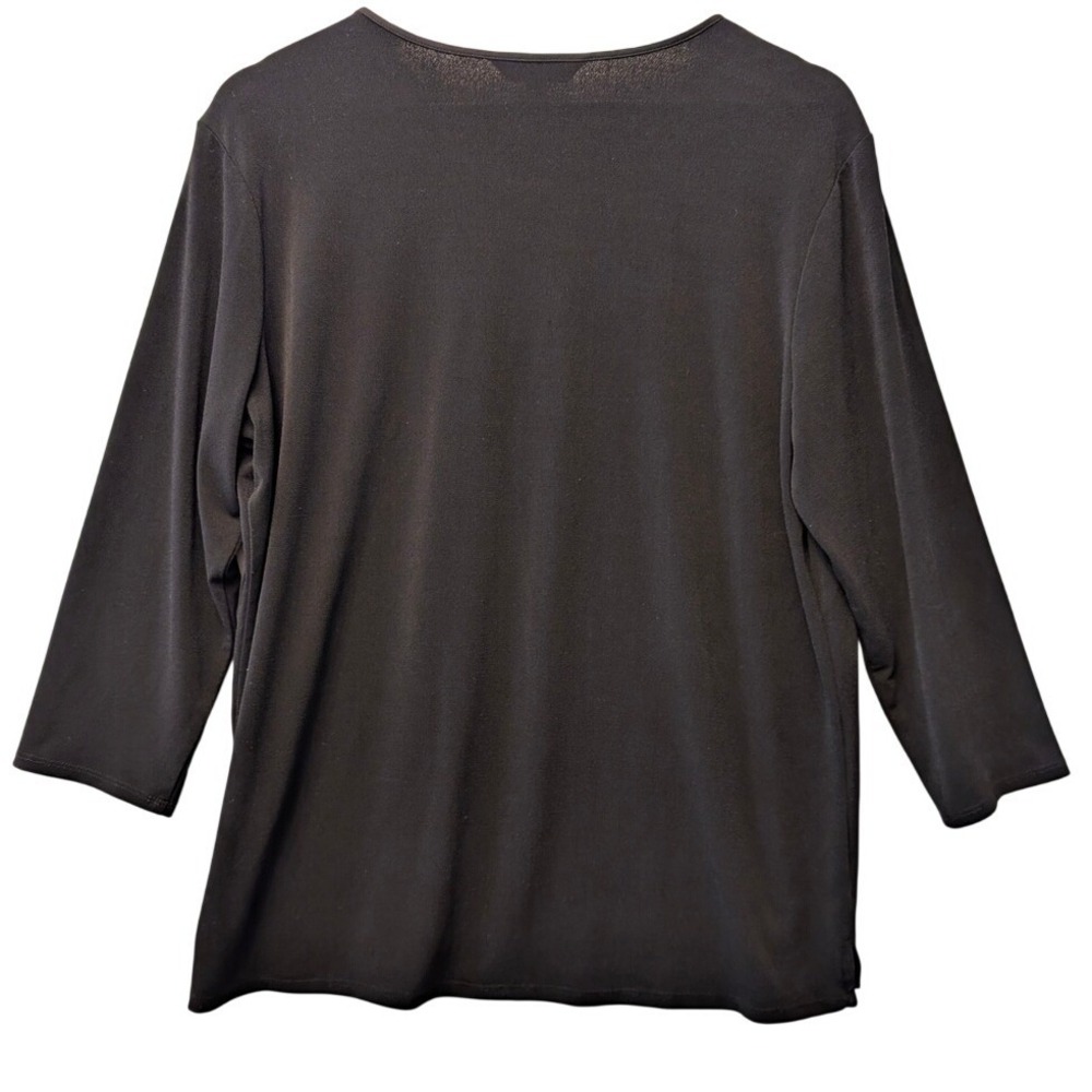 Banana Republic Black Split V-Neck Satin Trim Crepe Top Large Womens Top - Picture 3 of 10